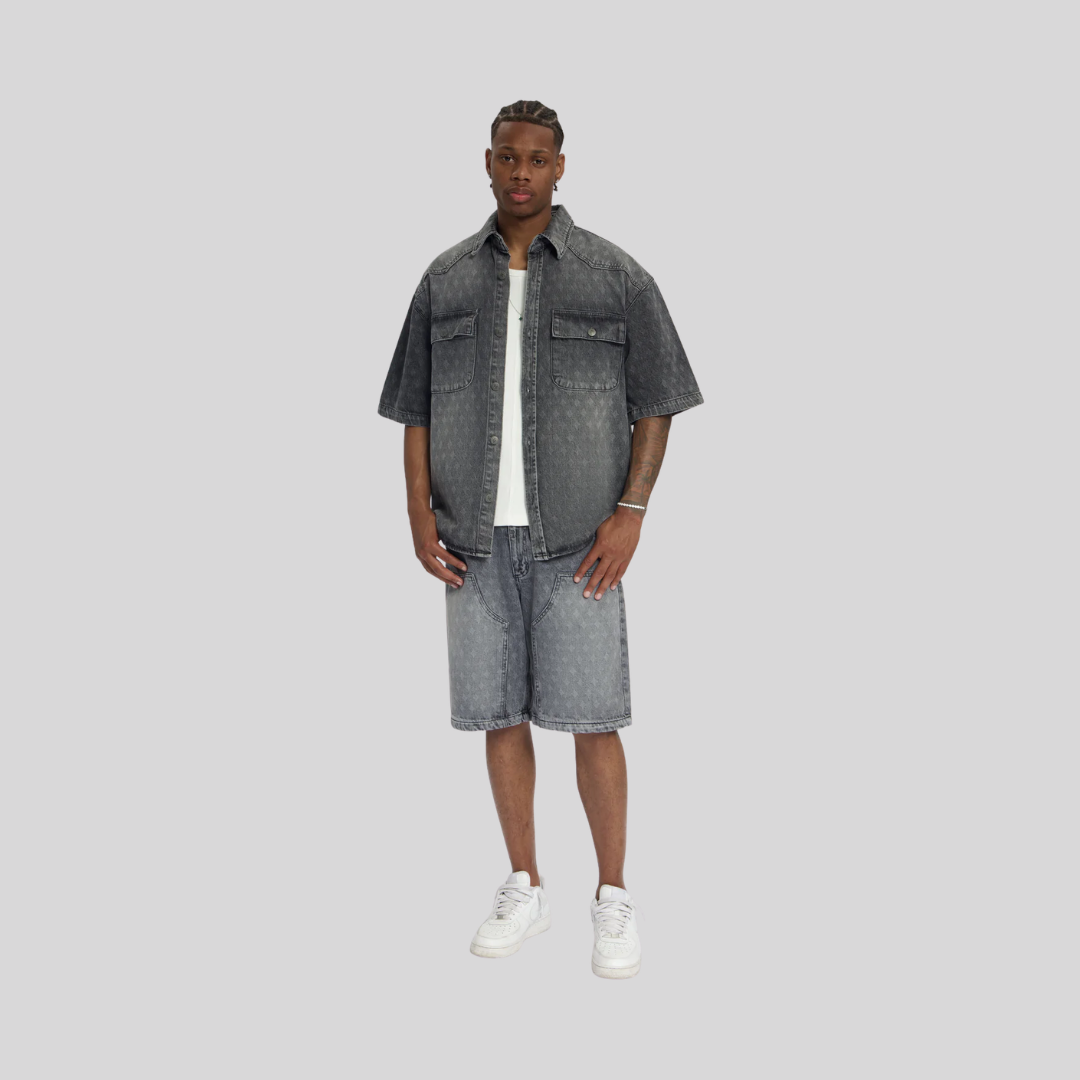 MONOGRAM SHORT DENÎM GREY NO LIMIT