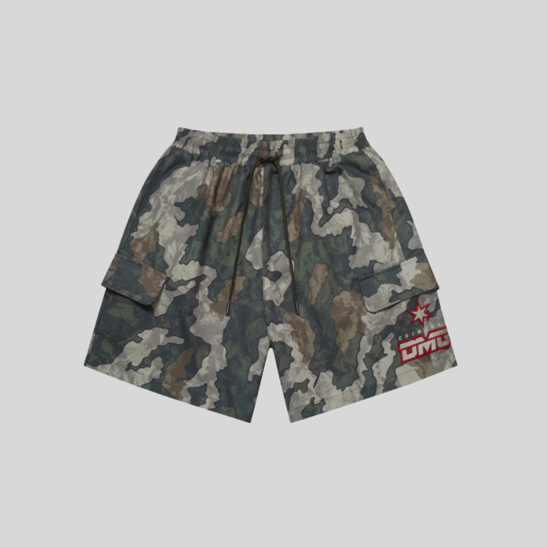 CAMO NYLON SHORT GREEN / RED