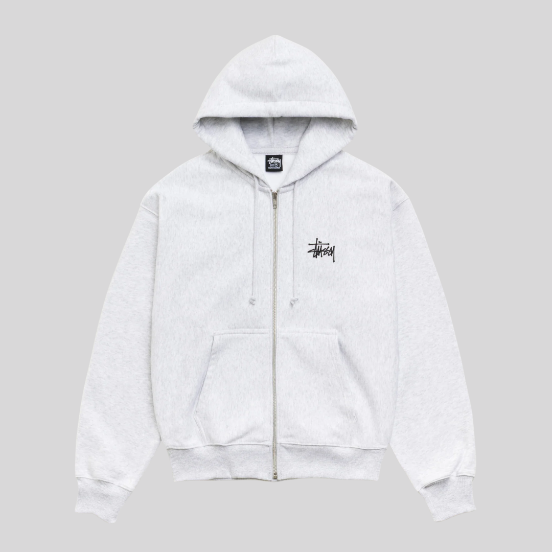 BASIC ZIP HOODIE ASH HEATHER