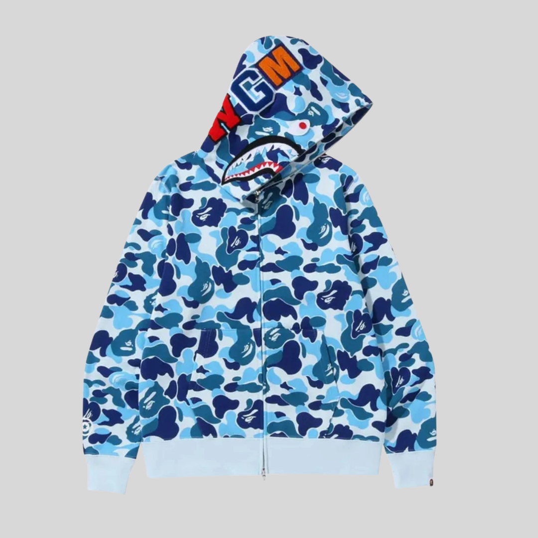 BAPE ABC CAMO SHARK FULL ZIP HOODIE BLUE BAPE