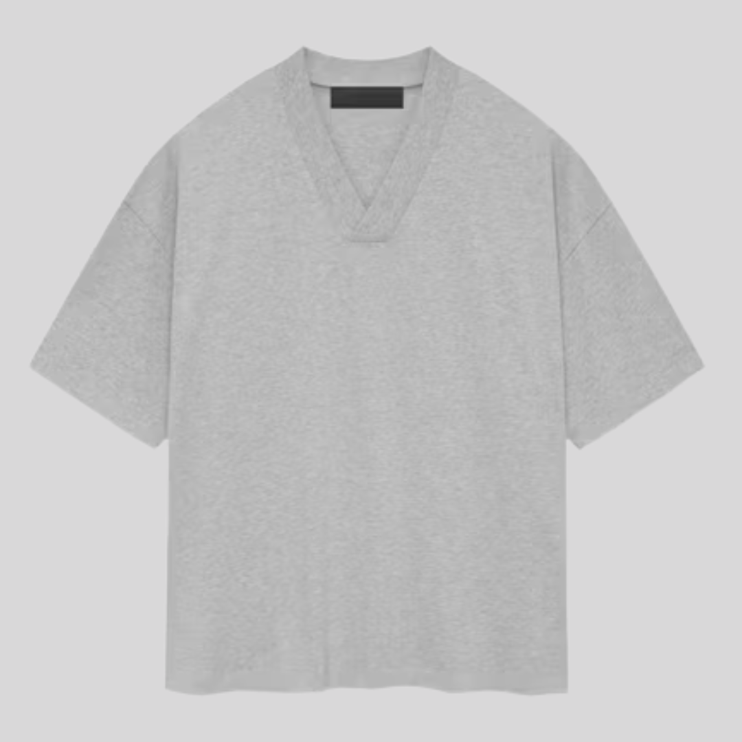 SS24 V-NECK TEE LIGHT HEATHER GREY