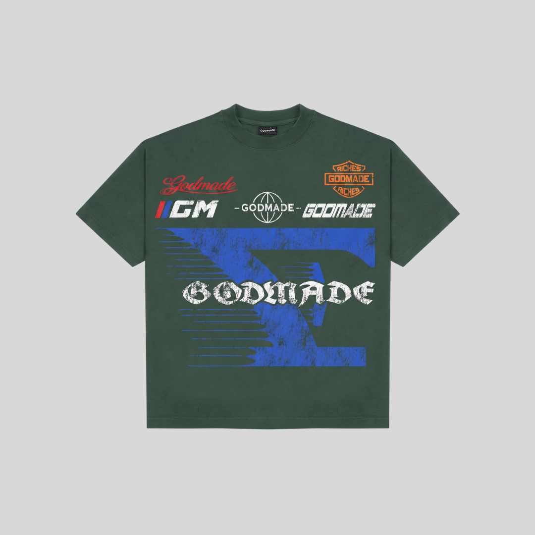 TEE 7 SPEED WASHED GREEN GODMADE