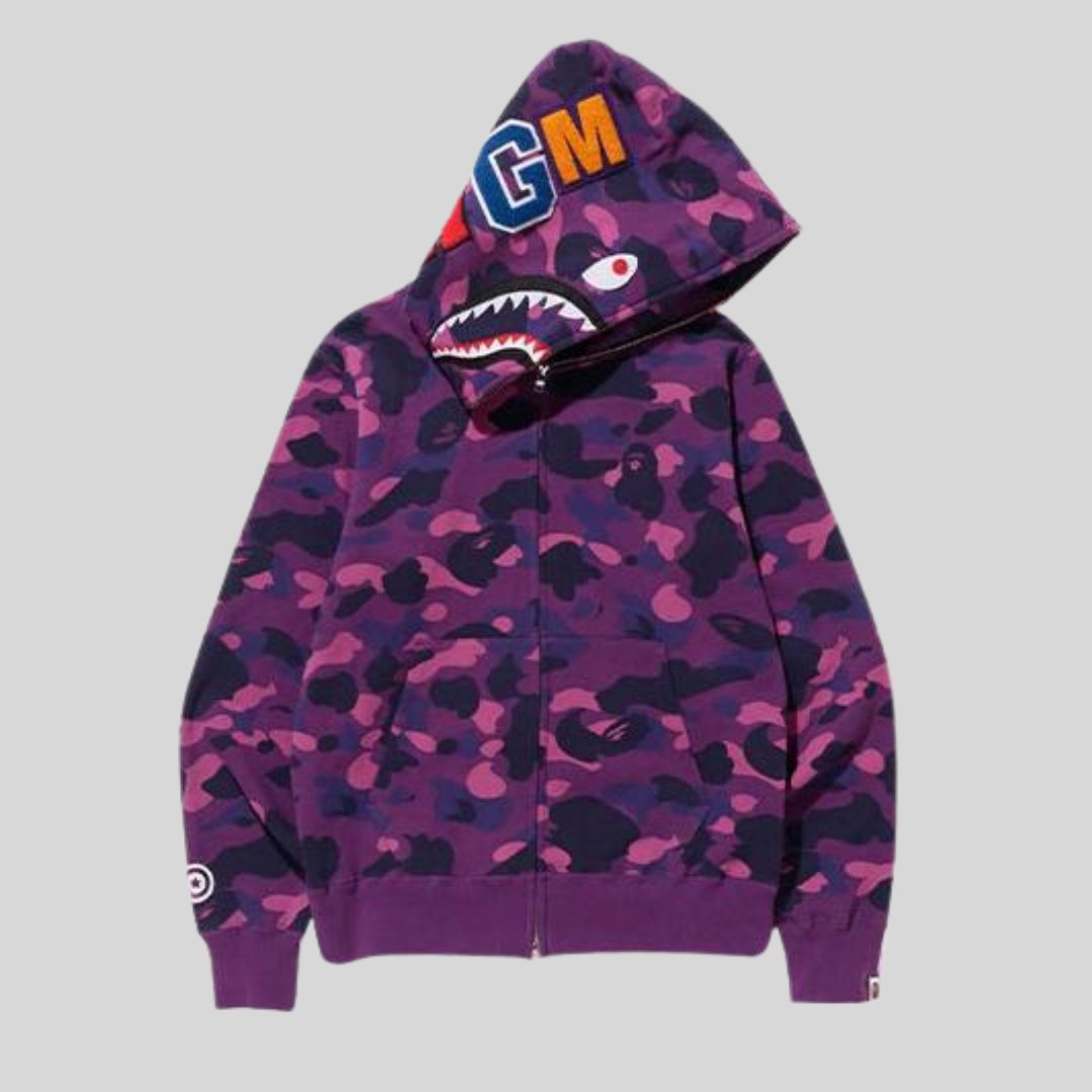 COLOR CAMO SHARK FULL ZIP HOODIE PURPLE