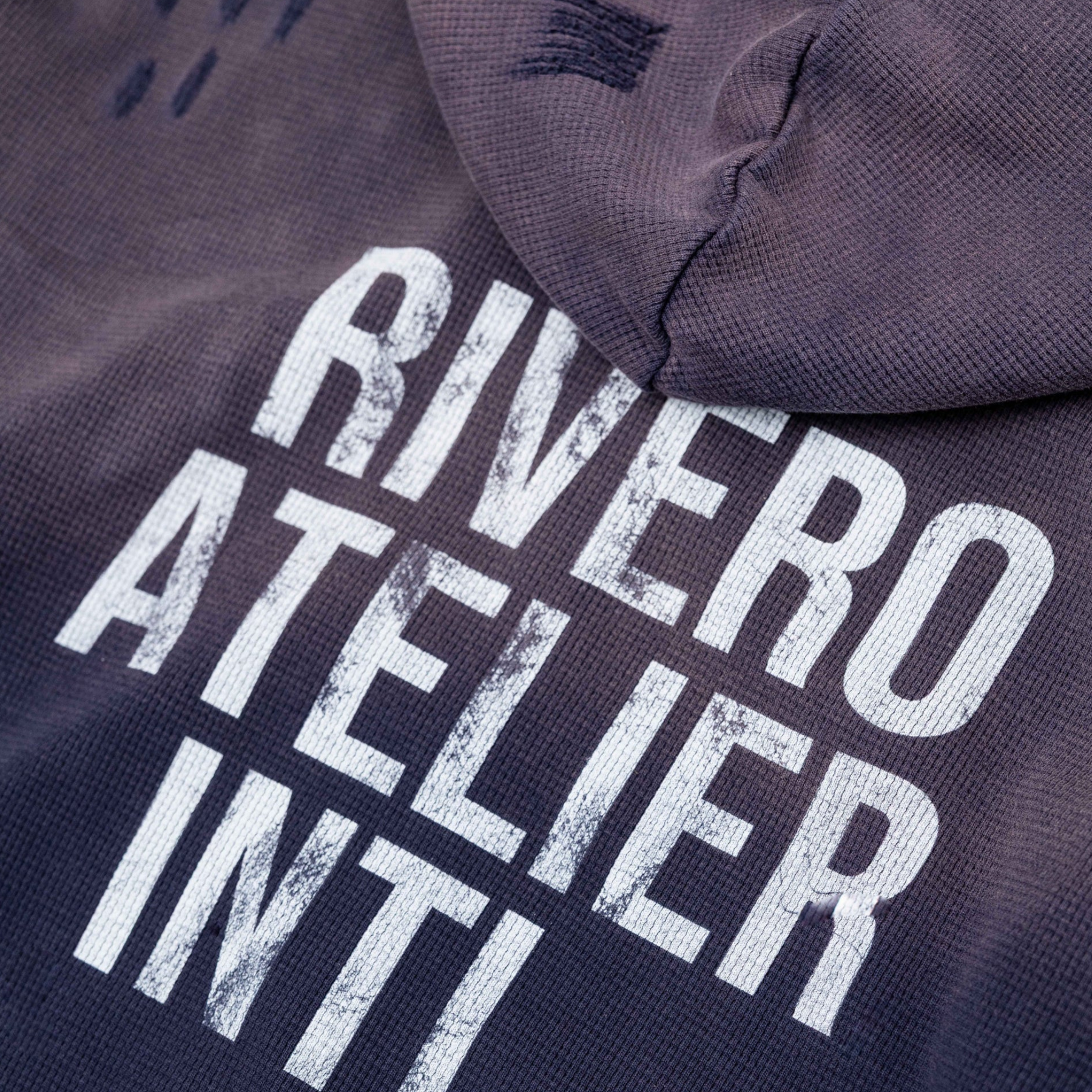 WAFFLE ZIP HOODIE NAVY RIVERO