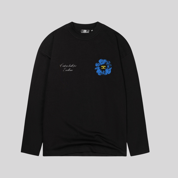 FLOWERS LOGNSLEEVE BLACK JORCUSTOM