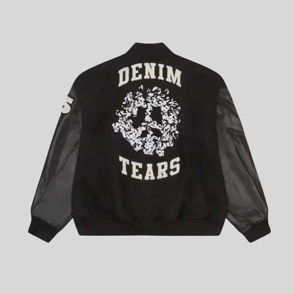 PEACE WREATH VARSITY JACKET - BLACK DENIM TEARS
