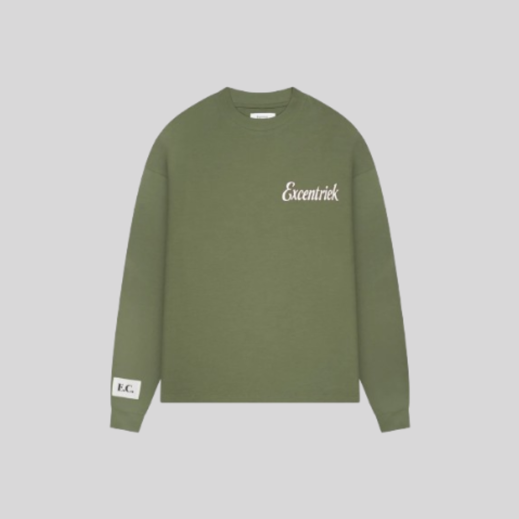 SCRIPT LONG SLEEVE MOSS